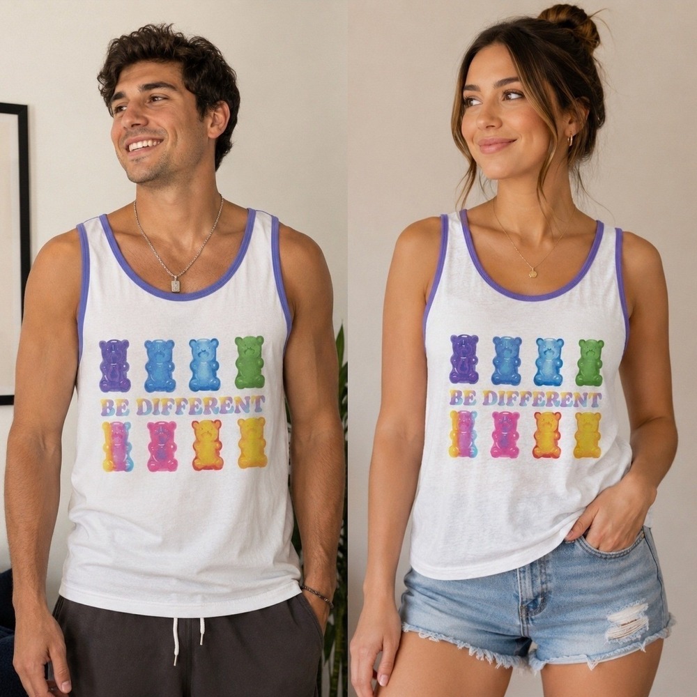 Pride Threadless Be Different Gummy Bear Ringer Tank Top Unisex 3X
